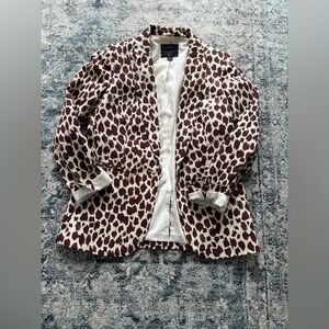 J. Crew Women's Animal Print Blazer - Brown and Cream